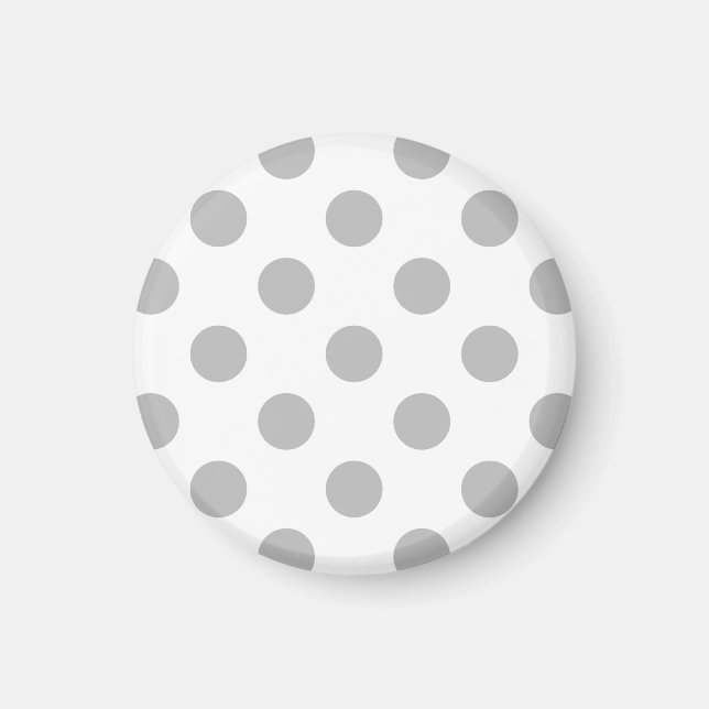 Grey polka dots on white magnet (Front)