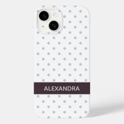 Grey Polka Dots with Dusty Plum Purple Band Case_Mate iPhone 14 Case