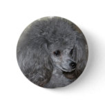 Grey Poodle Button