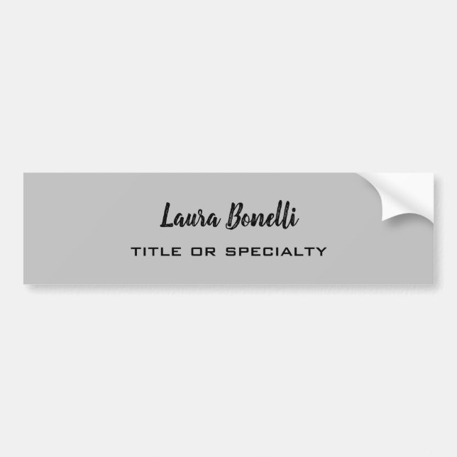 Grey Professional Modern Minimalist Plain Bumper Sticker (Front)