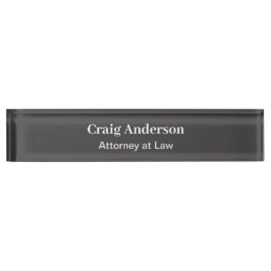 Grey Professional Plain Modern Elegant Desk Name Plate