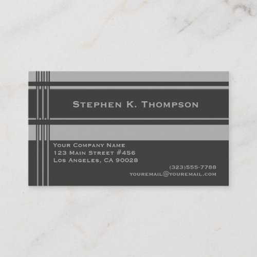 Grey Professional Stripes Block Business Card