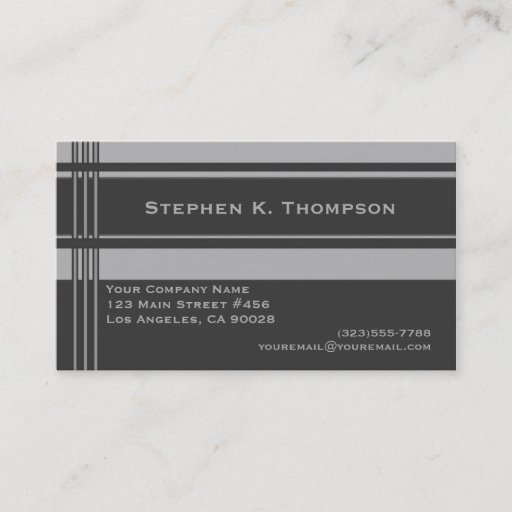Customizable Grey Professional Stripes Block Business Card