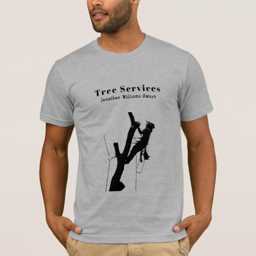 Grey Professional Tree Trimming Service Business T_Shirt