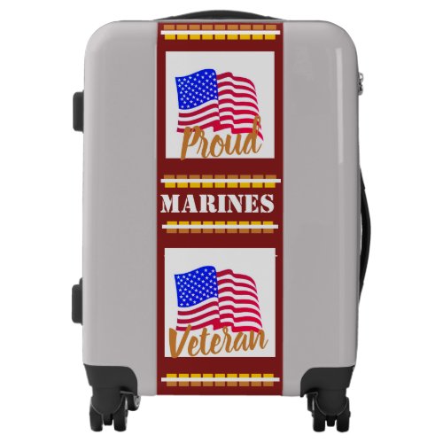 Grey Proud Veteran Marine Luggage