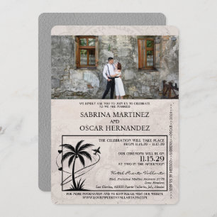 Grey Puerta Vallarta Passport Wedding Invitation