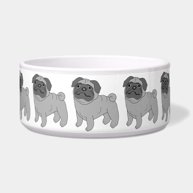 Grey Pug Dog Design Bowl (Front)