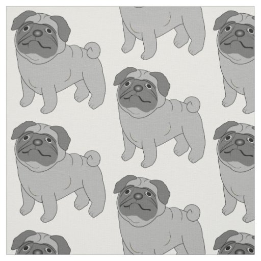 Grey Pug Dog Design Fabric