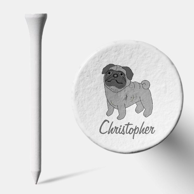 Grey Pug Dog Design Golf Tees (Combo)