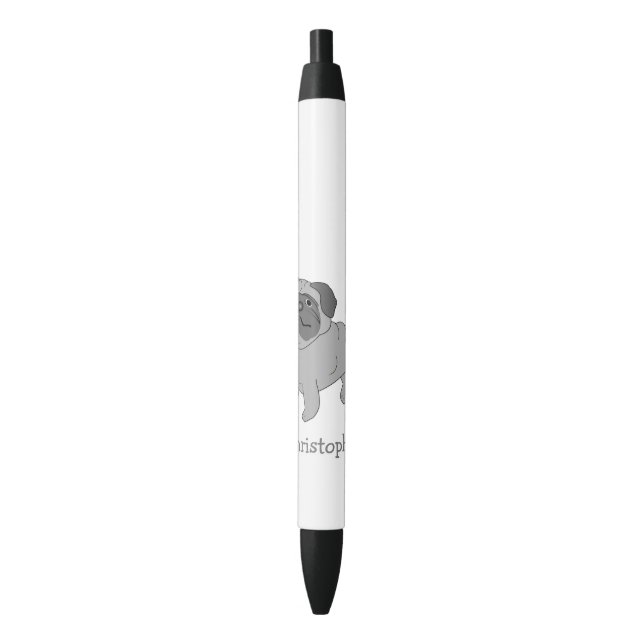 Grey Pug Dog Design Personalised Pen (Front Vertical)