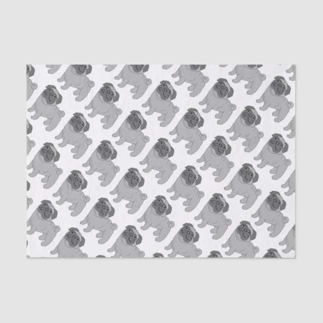 Grey Pug Dog Design Tissue Paper (Front)