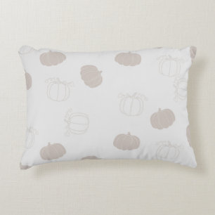 Grey Pumpkin Autumn Fall Season Pattern Accent Pillow