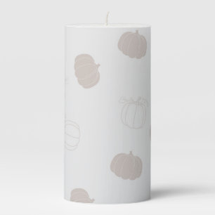 Grey Pumpkin Autumn Fall Season Pattern Pillar Candle