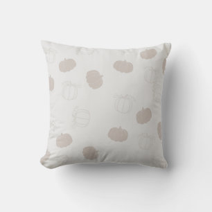 Grey Pumpkin Autumn Fall Season Pattern Throw Pillow