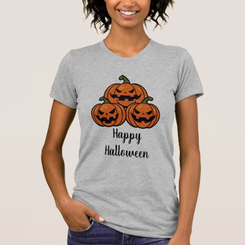 Grey Pumpkin Themed Halloween T_shirt