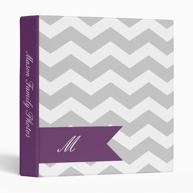 Grey & Purple Chevron Photo Binders (Front/Spine)