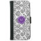 Grey Purple Damask Pattern Monogram
