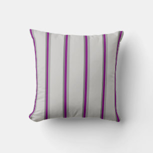 Grey, Purple, Dark Grey & Light Grey Stripes Throw Pillow