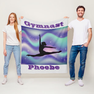 Grey / Purple Gymnastics Fleece Blanket for Girls