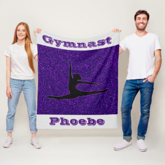 Grey / Purple Gymnastics Fleece Blanket for Girls