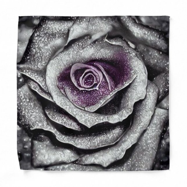 Grey Purple Rose Bandana (Front)