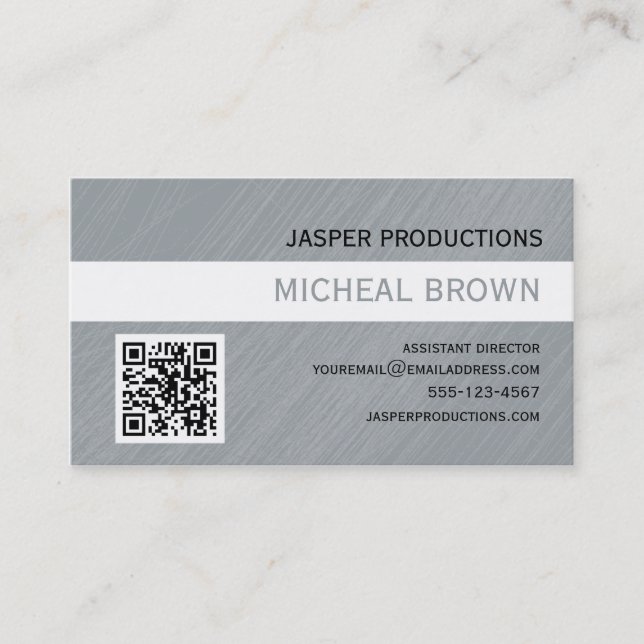 Grey QR Code Business Card (Front)