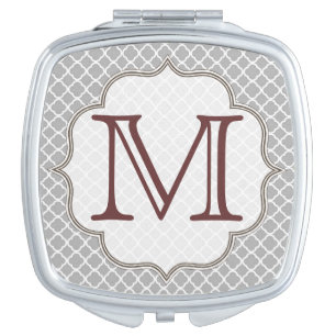 Grey Quarterfoil Latti Monogram Compact Mirror