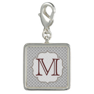 Grey Quarterfoil Latti Monogram Initial Charm