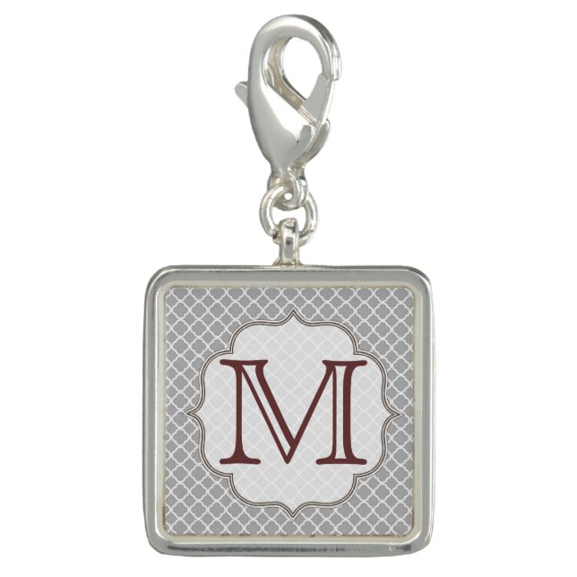 Grey Quarterfoil Latti Monogram Initial Charm (Front)