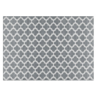 Grey Quatrefoil Glass Cutting Board