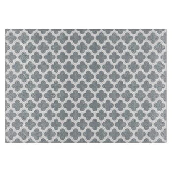 Grey Quatrefoil Glass Cutting Board by mariannegilliand at Zazzle