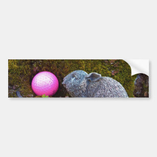 Grey Rabbit with Pink Golf Ball Bumper Sticker