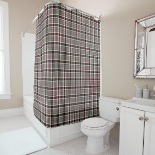 Grey, Red, and Black Plaid Clan Thompson Tartan Shower Curtain