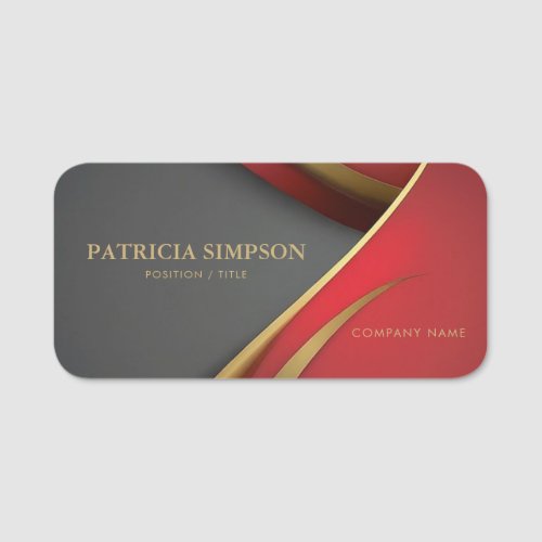 Grey Red And Golden A Sleek And Modern Contrast Name Tag