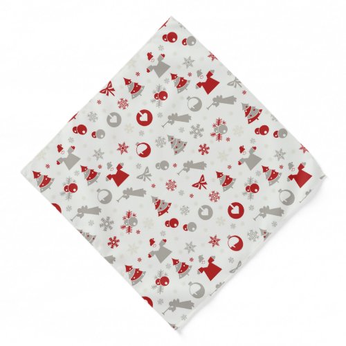 Grey Red and White Christmas Seasonal  Bandana