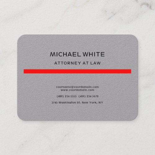 Grey Red Attorney at Law Minimalist Professional Business Card