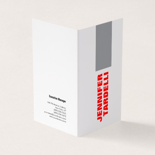 Grey Red Bold Minimalist Modern Professional Business Card