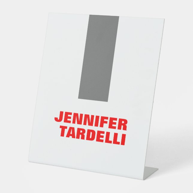 Grey Red Bold Minimalist Modern Professional Pedestal Sign (Front)