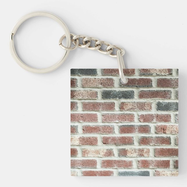 Grey Red Bricks Wall Background Brick Texture Keychain (Front)