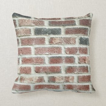 Grey Red Bricks Wall Background Brick Texture Throw Pillow by ZZ_Templates at Zazzle