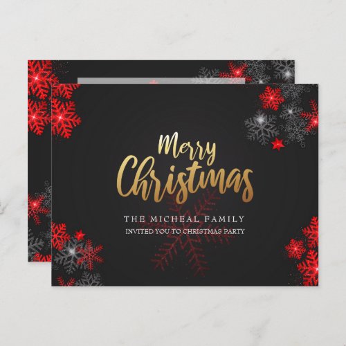 Grey Red Glitter Custom Sparkles Merry Christmas Postcard