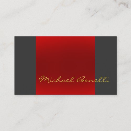 Grey Red Gold Color Writing Script Business Card