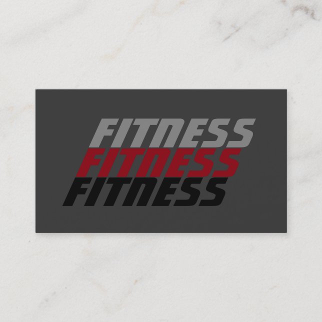 Grey Red Modern Sophisitcated Personal Trainer Business Card (Front)