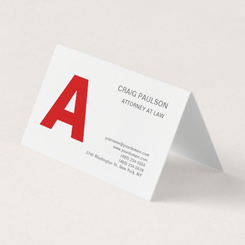 Grey Red Monogram Attorney at Law Modern Business Card