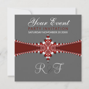Grey Red Royale Invitations