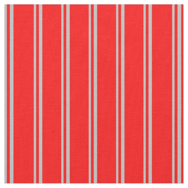 Grey & Red Striped Pattern Fabric (Close Up)