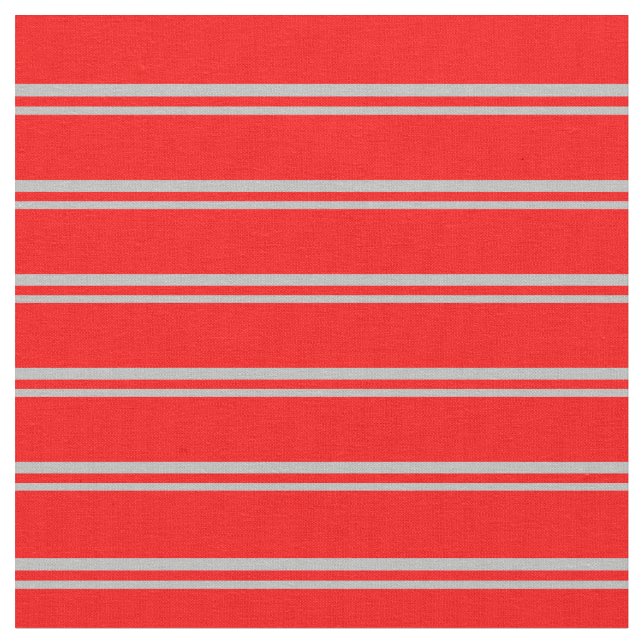 Grey & Red Striped Pattern Fabric (Close Up)