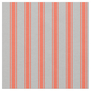Grey & Red Stripes/Lines Pattern Fabric