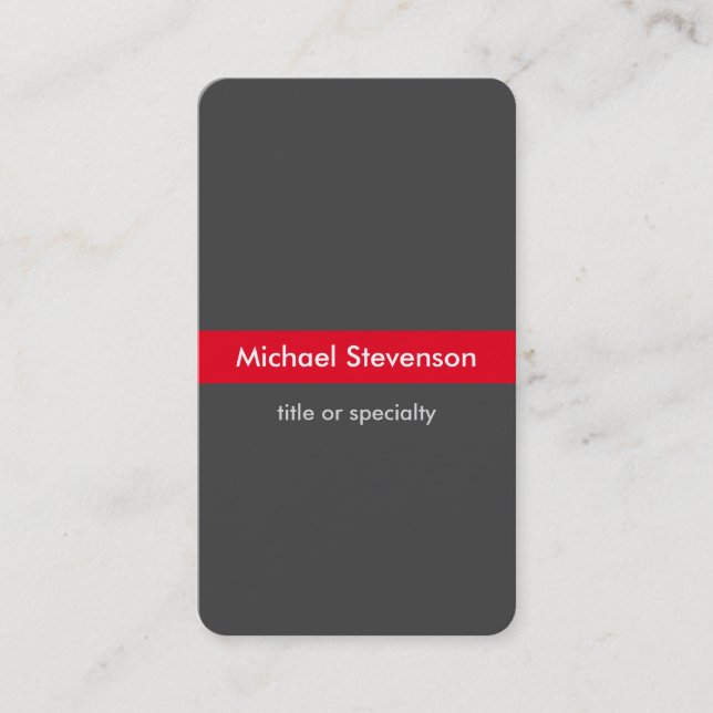 Grey Red Vertical Rounded Consultant Business Card (Front)