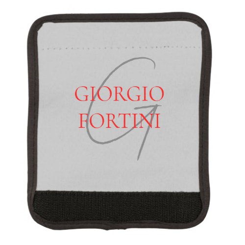 Grey Red Your Name Initial Monogram Modern Luggage Handle Wrap